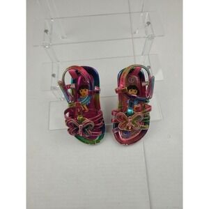 Vintage Dora The Explorer Toddler Girl Shoes Sandal Size 7 Y2K Rainbow‎ Strap